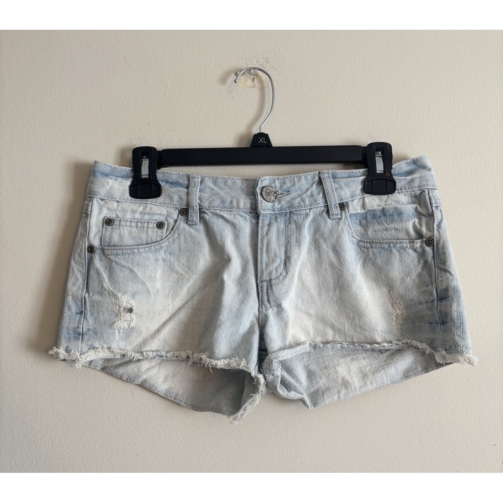 Bongo Jeans Micro Mini Shorts Size 6 Small Light Wash Denim 2010s Twee Pockets